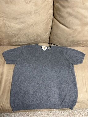 Talbots Heather Gray Cashmere Short-Sleeve Sweater